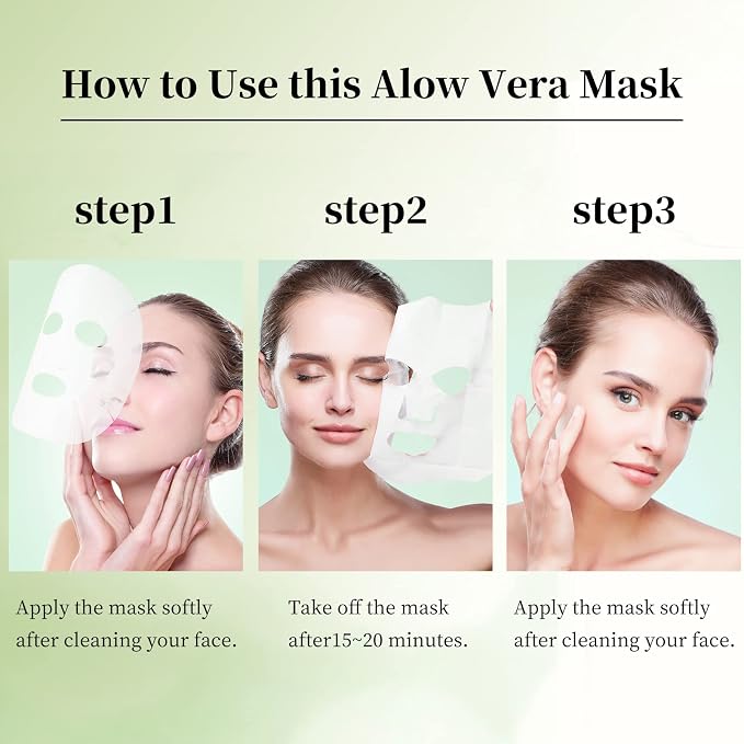 Face Masks Skincare Sheet Mask Aloe Vera Sheets Mask, Hydrating Face Masks - Image 6
