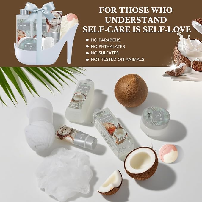 Soothing Coconut Spa Treasures for Women, 8 Piece Gift Set, Designed for beautys - Image 3