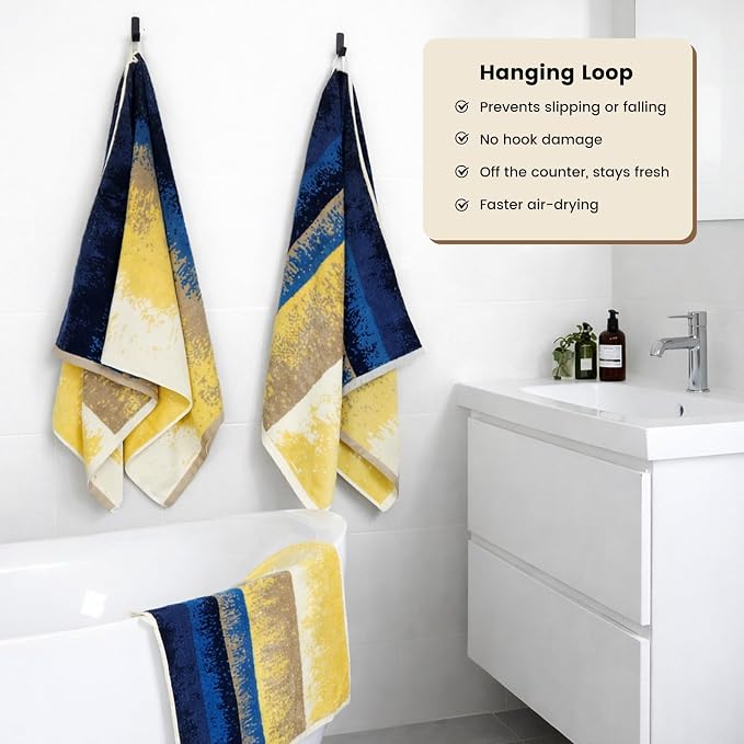 SEMAXE 4 Piece Coastal Ombre Bath Towel Set - Image 4