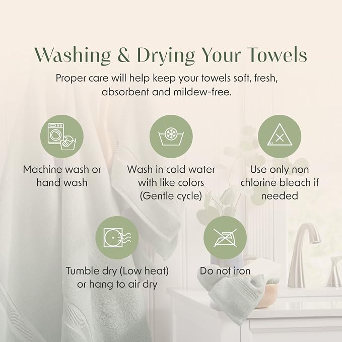 Springtree Home Luxury Bamboo Rayon Bath Towel Set of 4 | 35% Bamboo Rayon - Image 9