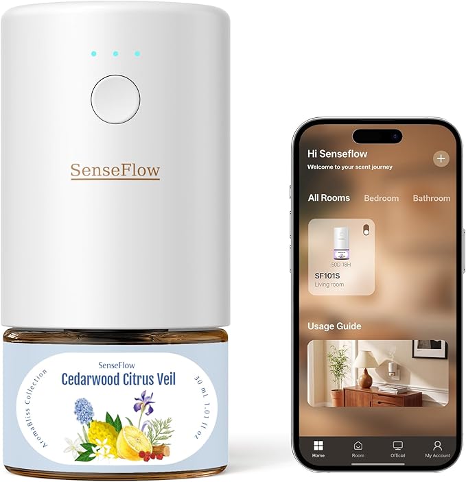 Essential Oil Diffuser for Home, Smart Waterless Aromatherapy Diffuser SF101S by SenseFlow