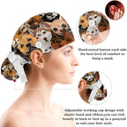 Adjustable Brown Dachshund Dog Blue Surgical Scrub Cap - Image 3