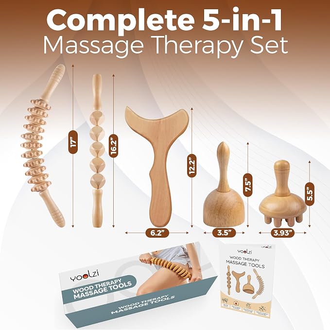 5 PCS Wood Therapy Massage Tools - Image 2