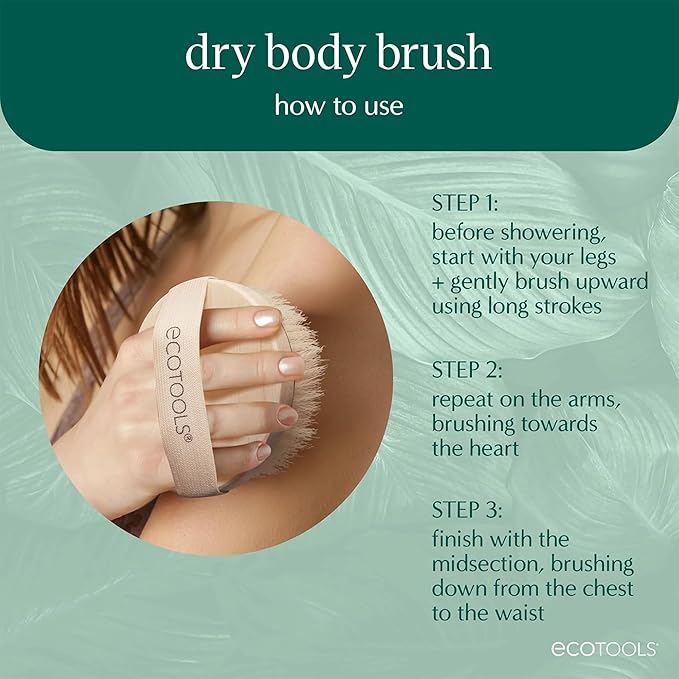 EcoTools Dry Body Brush for Circulation, Dead Skin Removal + Green Delicate - Image 4