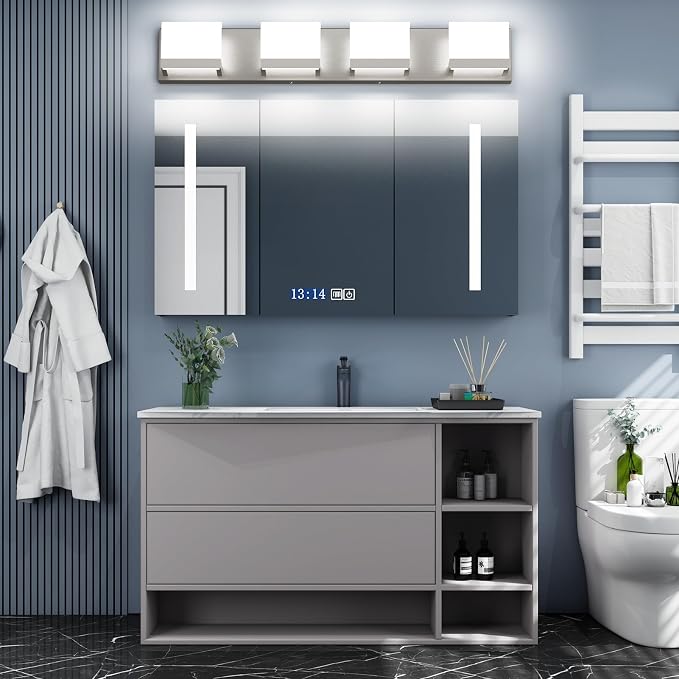 Tipace 4 Lights LED Modern Vanity Light Brushed Nickel Bathroom Lighting - Image 5