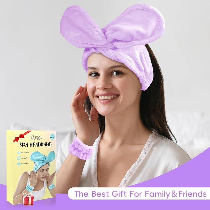 my novel things Face Wash Headband and Wristband Fashion Spa Headband, Coral - Image 8
