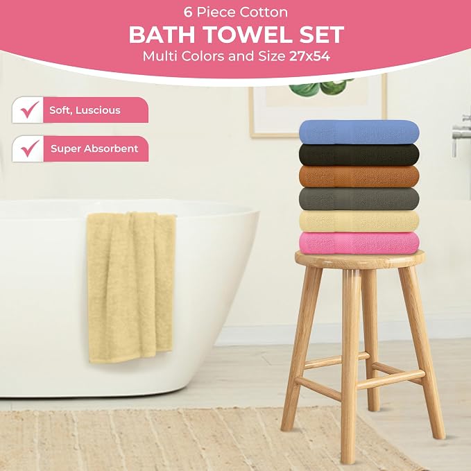 QUBA LINEN 100% Cotton Bath Towels-27x54inch - Image 3