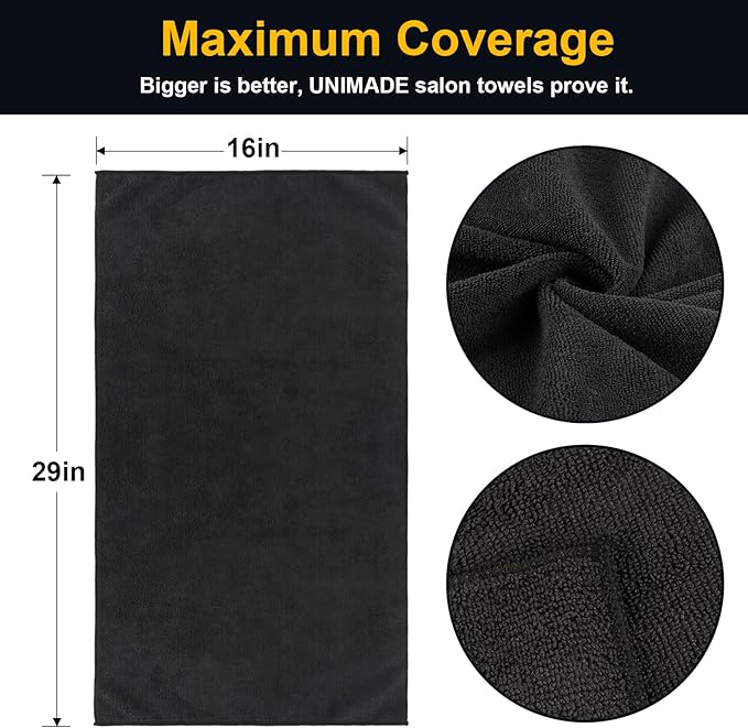 UNIMADE Salon Towels 48 Pack, Microfiber Barber Towel Bulk, Fast Drying Hair - Image 2