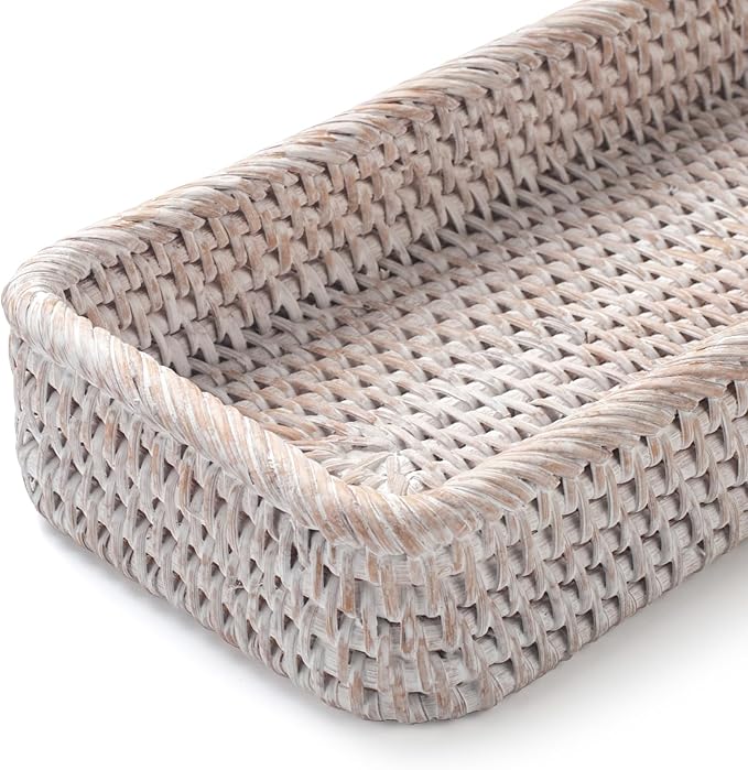 Rattan Bathroom Vanity Trays Toilet Tank Baskets Long Narrow Hand Towel Storage - Image 5