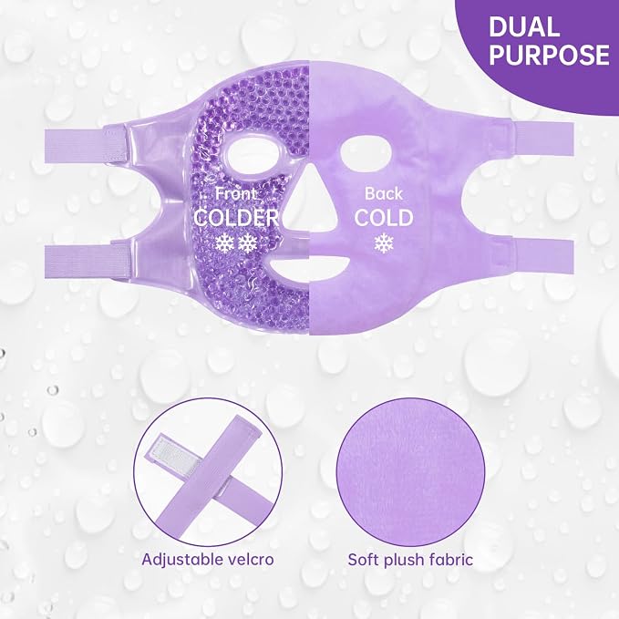 ZNÖCUETÖD Face Ice Mask Facial Ice Packs Gel Hot Cold Compress - Image 5