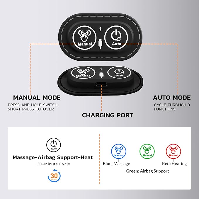 3-in-1 Electric Back Massager Pillow, Rechargeable Lumbar Support Cushion - Image 3
