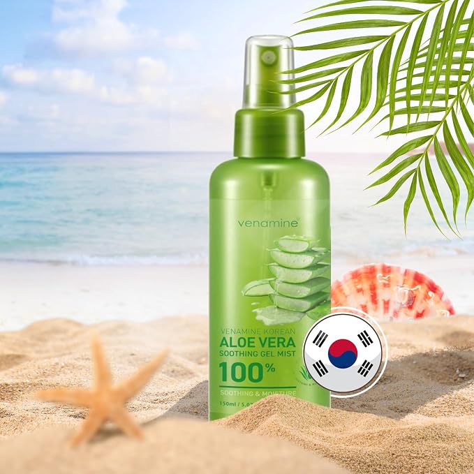 VENAMINE Korean Aloe Vera Soothing & Moisture 100% Gel Mist, 150 Gram - Image 4