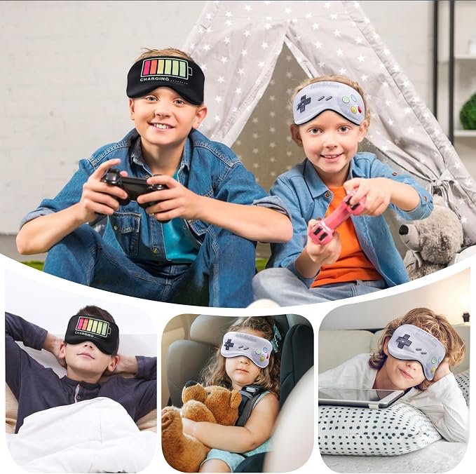 2 Pcs Sleep Mask for Kids Boys, Silk Eye Covers for Sleeping, Adjustable Strap - Image 6