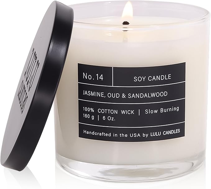 Lulu Candles | Jasmine, Oud & Sandalwood | Luxury Scented Soy Jar Candle | Hand by LULUCANDLES