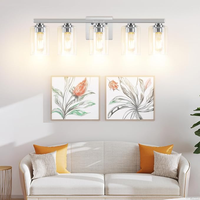 5-Light Bathroom Light Fixtures, Brushed Nickel Light Fixture, Classic Wall - Image 9