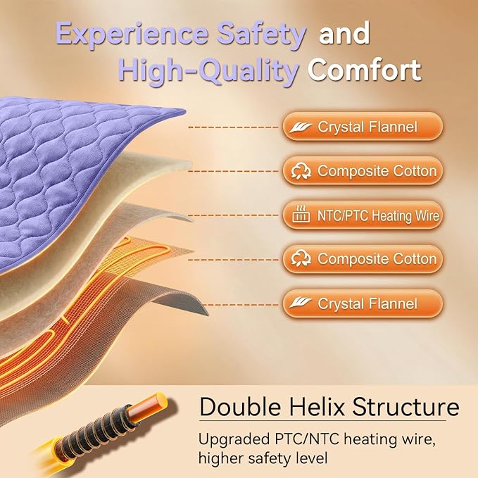 King Size Heating Pad for Back Pain 32"x24" Extra Large Electric Heating Pad - Image 9