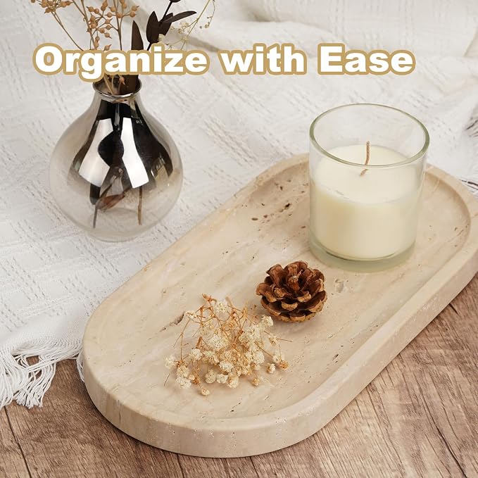 Koville Italian Travertine Tray, Catchall Tray - Image 2