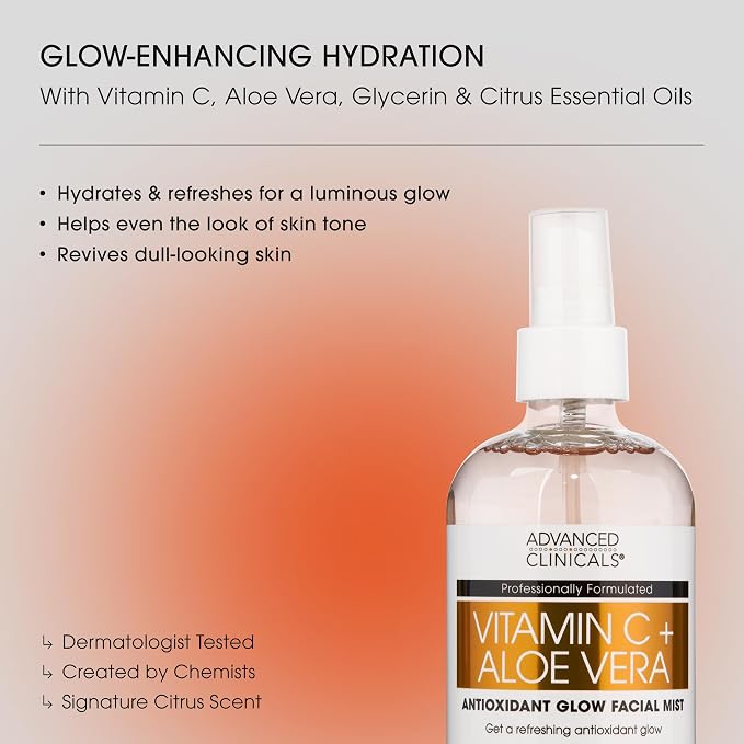 Advanced Clinicals Vitamin C Face Toner + Ferulic Acid & Rosewater, Antioxidant - Image 2