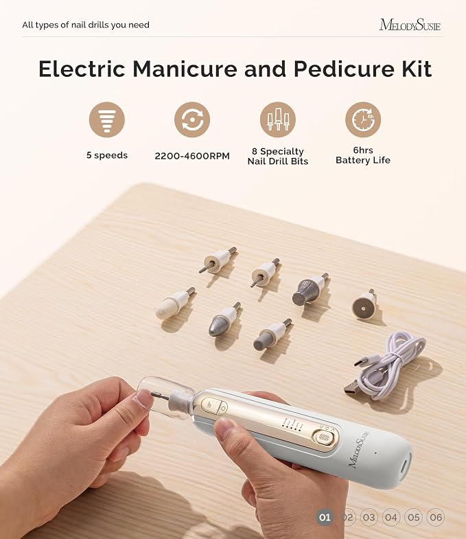 MelodySusie Cordless Pedicure & Manicure Nail Drill Kit, PC760G - Image 2