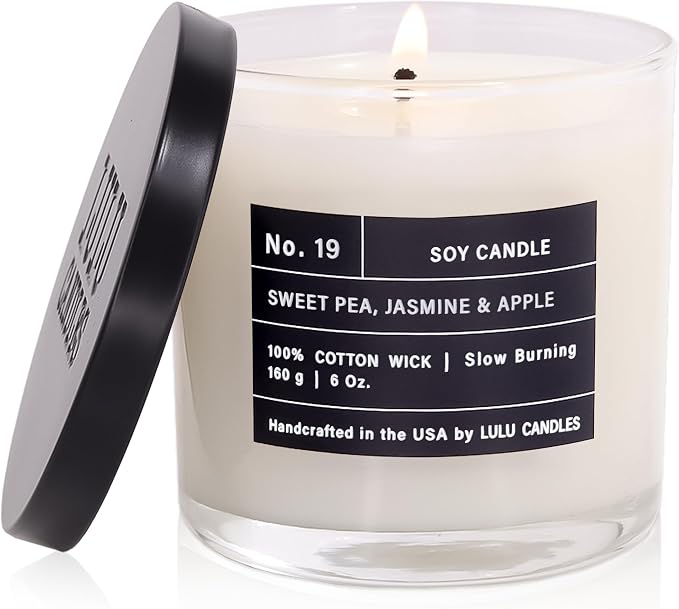 Lulu Candles | Sweet Pea, Jasmine & Apple | Luxury Scented Soy Jar Candle | by LULUCANDLES