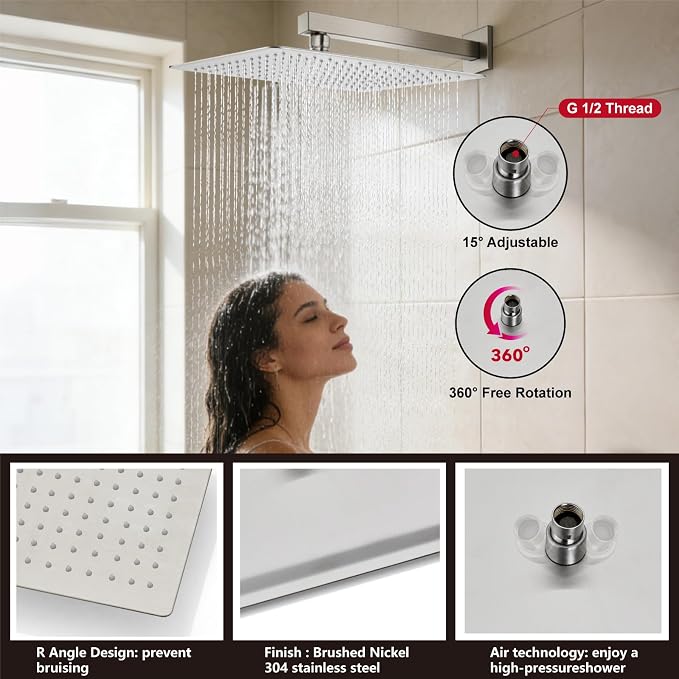 Midanya Shower System with Tub Spout, Bathtub Shower Faucet Set with Square - Image 8