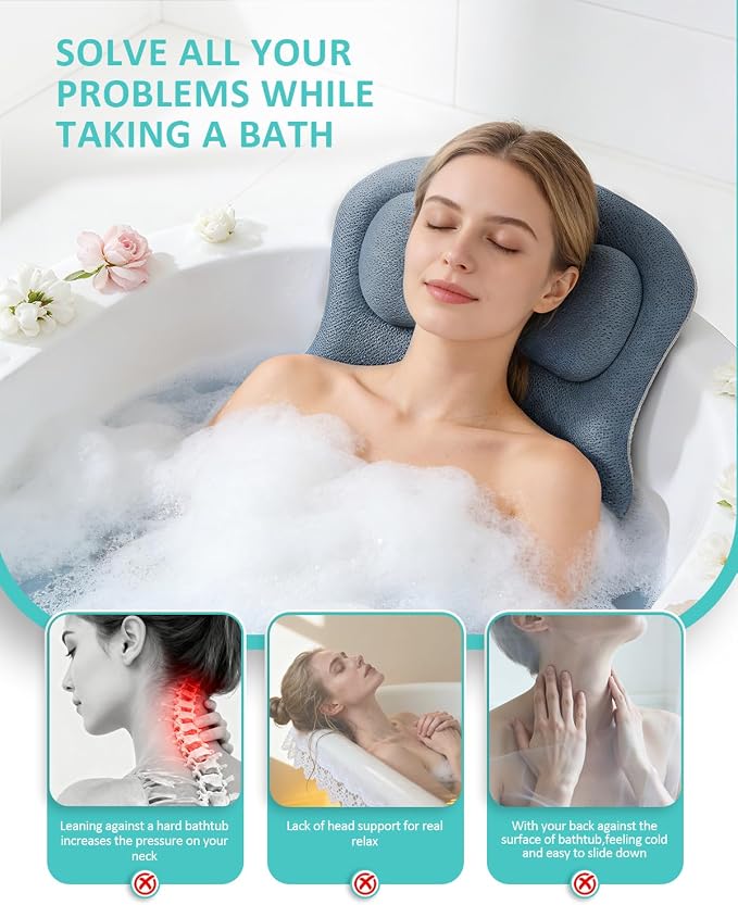 Full Body Bath Pillow for Bathtub, 5D Thick Tub Pillow for Bathtub - Image 3