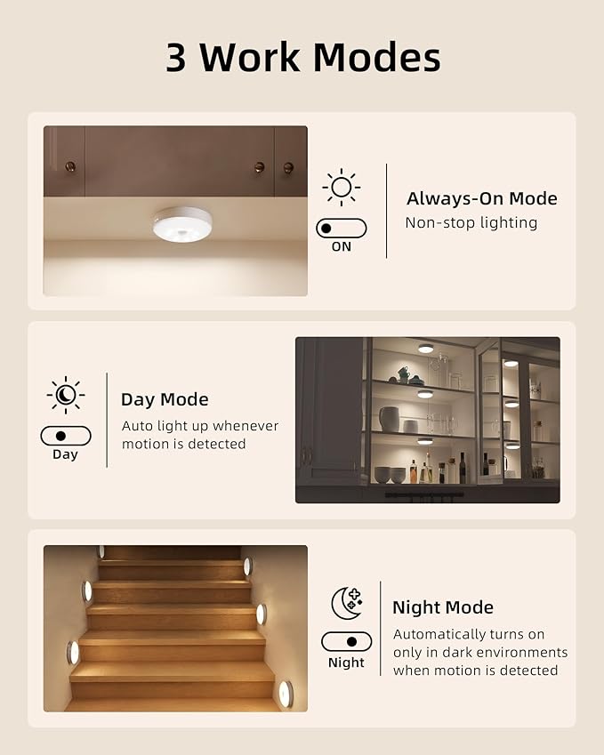 EZVALO Under Cabinet Lighting, 1000mAh Rechargeable Puck Lights - Image 7