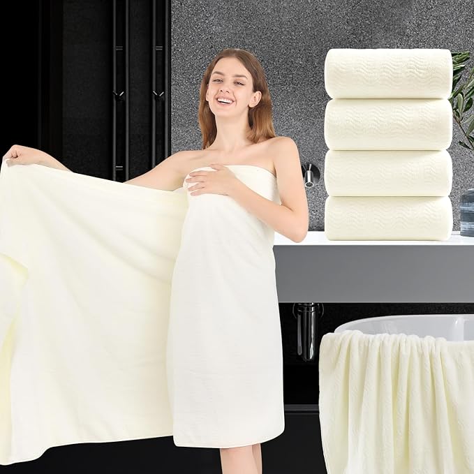 4 Piece Extra Large Bath Towel 35"x70" Oversized Bath Sheet Bath Towel Set by JessyHome
