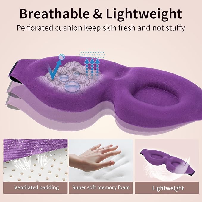 Sleep Mask, Upgraded Eyelash Friendly Night Blindfold - Image 6