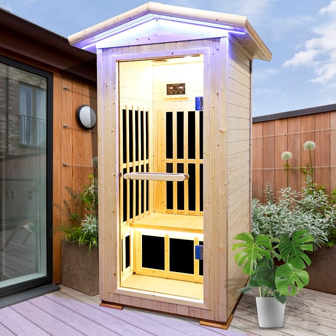 OUTEXER Outdoor Sauna Wooden Far Infrared Saunas Spa 1550W Low-EMF Dry Sauna - Image 7
