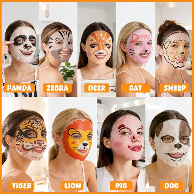 9 Packs Animal Character Facial Masks, Deep Hyrating Spa Masks - Image 3