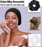 Sleep Cap Bonnet for Sleeping Black Women, Adjustable Cooling Ice Silk Lined - Image 4
