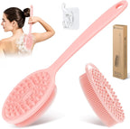 Silicone Back & Body Scrubber Set 2PCS, 13.4'' Gentle Exfoliating Back Scrubber by GEENOA
