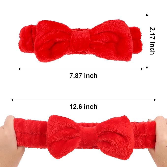 Semato 8 Pcs Red Spa Headband Skincare Headbands - Image 3