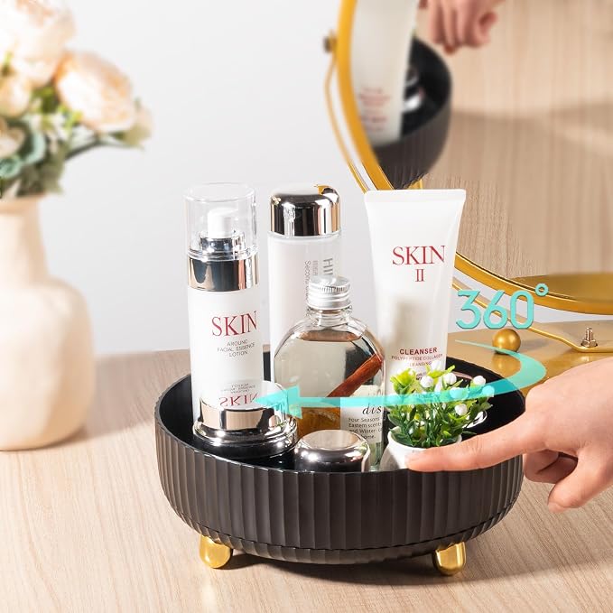Anyoifax Makeup Perfume Organizer Tray 360 Degree Rotating Lazy Susan Skincare - Image 2