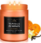 Auelife Scented Candle, Vanilla Pumpkin Candles – 22oz Large 3-Wick Holiday Soy by Auelife
