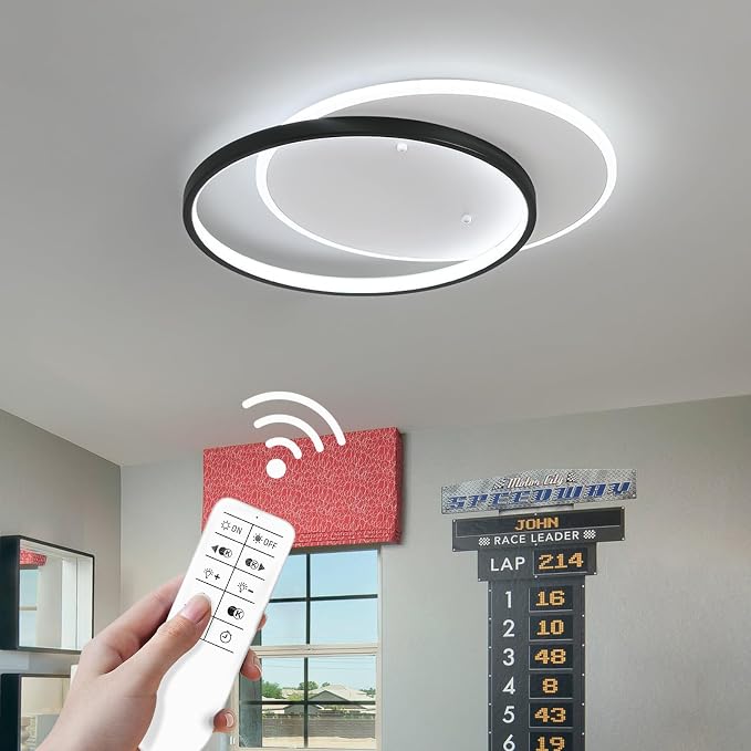 Shine LUEST Modern LED Ceiling Light Fixture Black Semi Flush Mount Light - Image 2