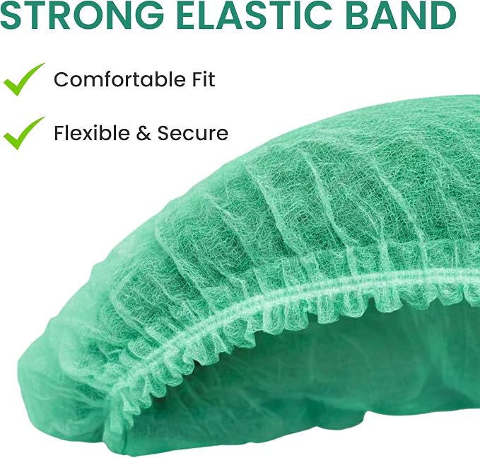 Disposable Bouffant Caps 21 Inch Non Woven Hair Net Elastic Head Cover - Image 8