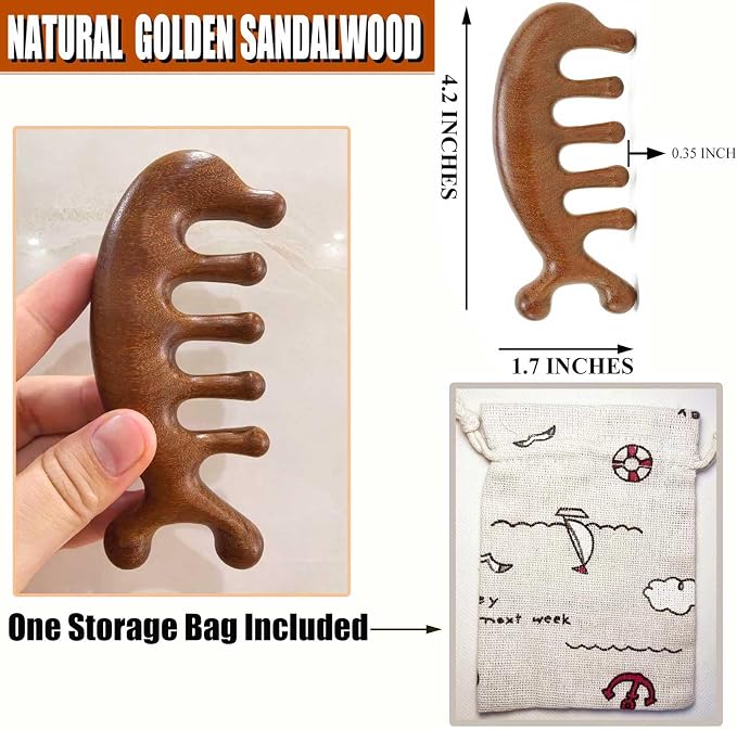 Wooden Scalp Massager for Scalp Gua sha, Massage Comb, Wooden Head Massager - Image 3