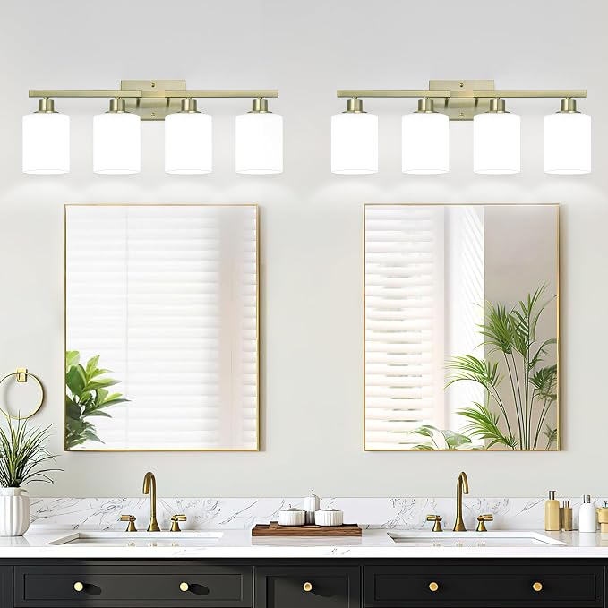 MOKATNG 4-Light Bathroom Light Fixtures, Aged Brass Vanity Light - Image 4