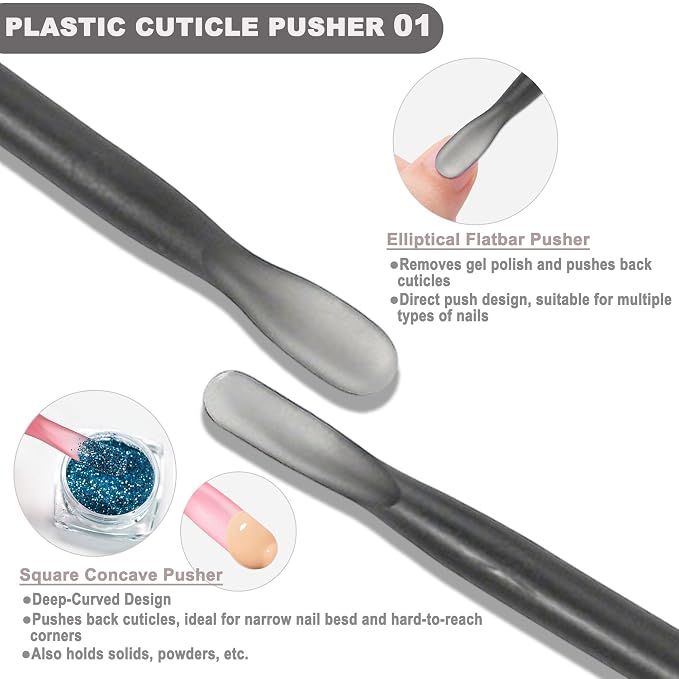 2Pcs Plastic Cuticle Pusher, Dual-end Dead Skin Nail Pusher, Gentle Plastic - Image 2
