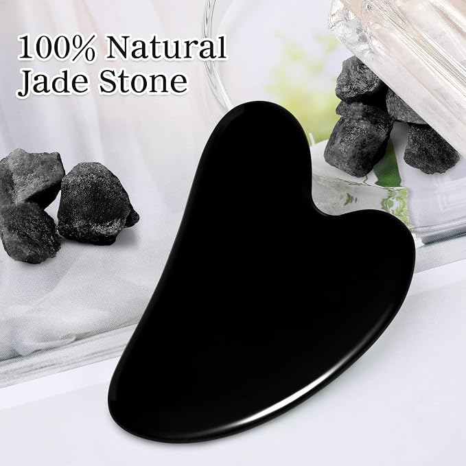 rosenice Gua Sha Facial Tools Black Guasha Tool Gua Sha Jade Stone - Image 4