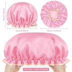 Waterproof Shower Caps for Women, Solid Color Dual-Layer Elastic Band Design - Image 3