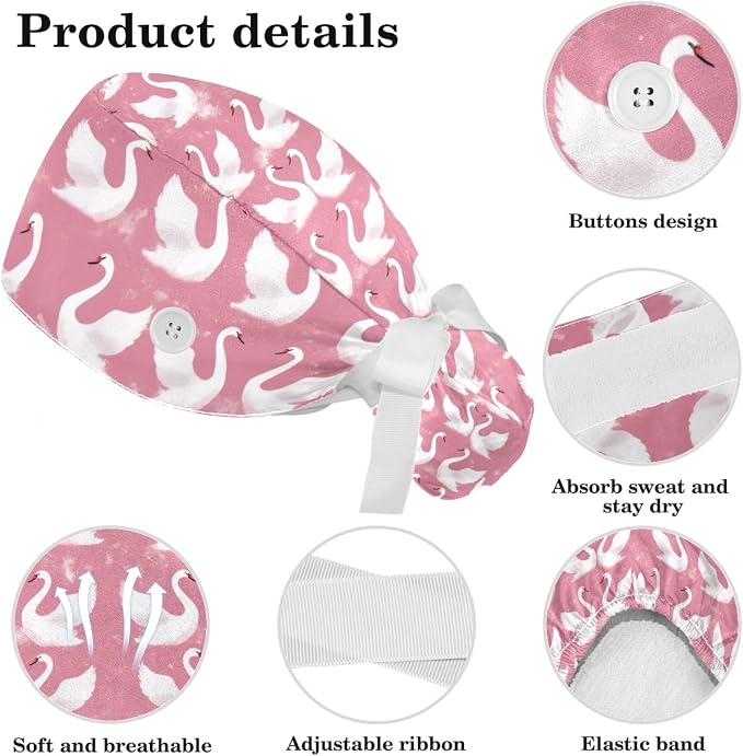 Scrub Cap with Hair Scrunchy, Ponytail Holder Surgical Cap - Image 4