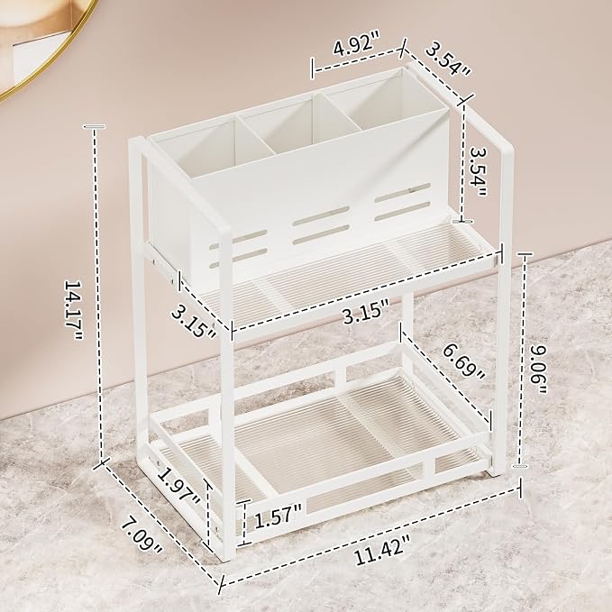 SanDream Hair Tool Organizer Bathroom Countertop, 2-Tier Metal Bathroom - Image 2