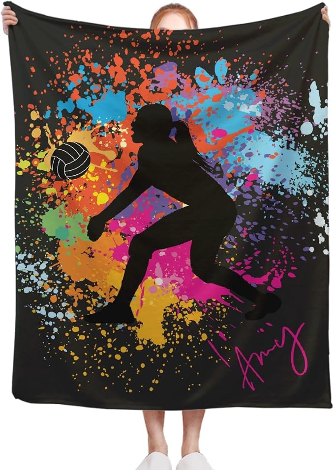 Custom Volleyball Blanket, Personalized Volleyball Blanket, Customized Sport by Padumuttara
