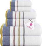 CASA COPENHAGEN White Bay 6Pcs 100% Egyptian Cotton Large Designer Towels Gift by CASACOPENHAGEN