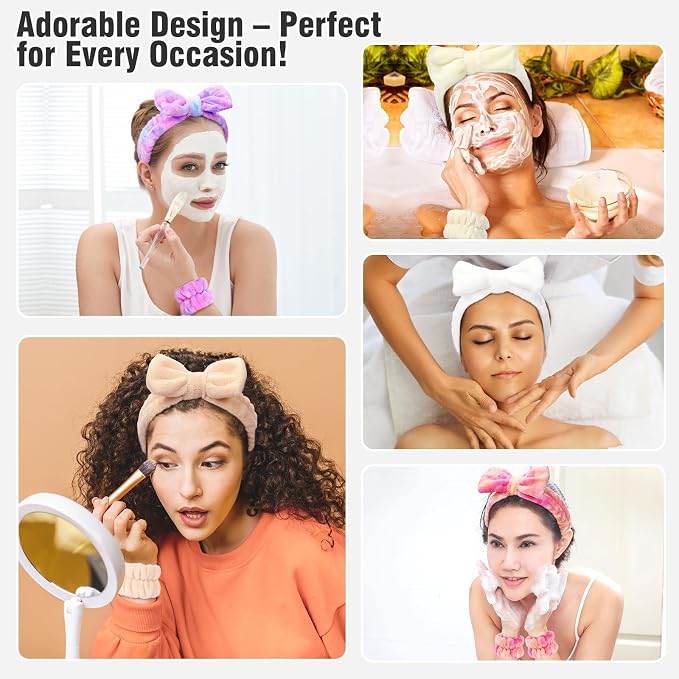 Spa Headbands for Women with Wristband Set: Facial Makeup Headbands for Girls & - Image 7