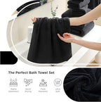 Hailea Black Hand Towels Set 16x31 Inches, Soft Microfibers Bathroom Towel Set - Image 2