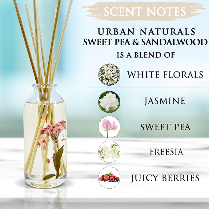 Urban Naturals Sweet Pea & Sandalwood Reed Diffuser Set | Made - Image 3
